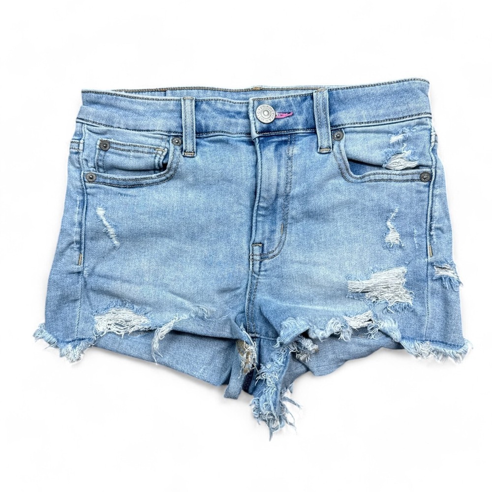 American Eagle‎ Hi Rise Shortie Jean Shorts Womens Size 2 Rainbow Pockets